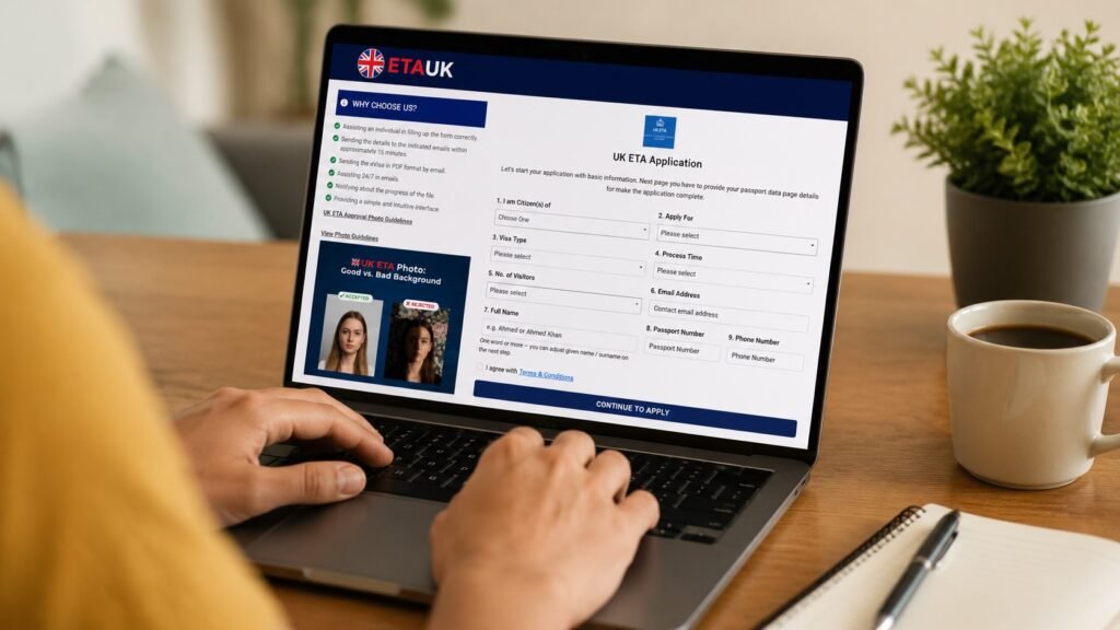 Filling out an online UK ETA form
